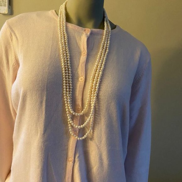 Women's Button-Up Sweater    Pink-White Sweater only - Picture 3 of 6